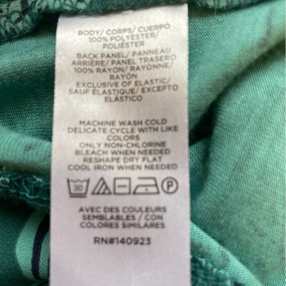 LOFT - Soft Green/Teal Floral Popover Blouse with Smocked Sleeves, Size Large - Picture 6 of 11